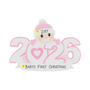 Personalized 2026 Baby Girl's 1st Christmas pink heart ornament with example of Zoey on the baby's hat and Baby's First Christmas on the banner