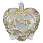Decorative heart ornament with gold patterns and '2026' on a white background back view