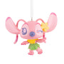 Pink cartoon character Angel Stitch with a flower on a white background