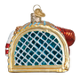 Decorative glass ornament of a lobster tarp on a white background side of ornament