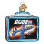 G.I. Joe-themed Christmas ornament with space ship design on a white background