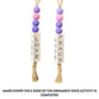 Completed Four Sided Advent Ornament Activity showing wooden ornaments with purple and pink beads and the words love, hope, joy, and peace.