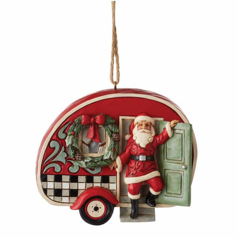 Highland Glen Santa in Camper Ornament - Jim Shore