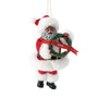 Front view of 2026 Dated Possible Dreams Clothtique Santa Ornament featuring an African American Santa in a faux fur trimmed suit holding a wreath with 2026 ribbon.