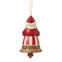 Back view of Jim Shore Gingerbread Santa Bell Ornament with striped detailing, candy-inspired trim, and bell shape.