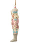 Side view of Jim Shore Sweets Soldier Lollipop Nutcracker Ornament with lollipop staff, pastel pink jacket, and candy-themed details.
