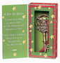 A Key for Santa ornament displayed in a green and red gift box with a poem about leaving Santa a key on Christmas Eve.
