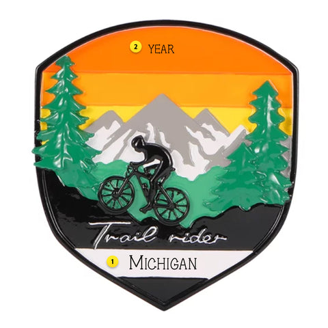 Adventure Badge Mountain Biking Ornament OR2752