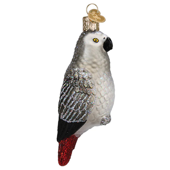 African Grey Parrot Ornament - Old World Christmas 16153