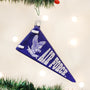 Air Force Pennant ornament hanging on a Christmas tree with lights in the background