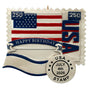 Ornament with American flag design, 'Happy Birthday USA'.