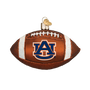 Glass football ornament with Auburn logo on a white background