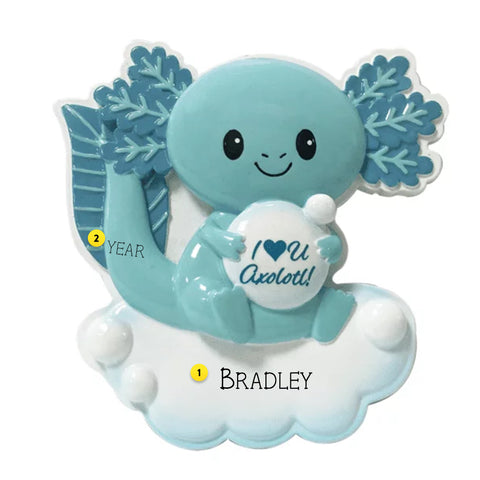 Personalized Axolotl Blue Ornament