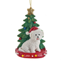 Personalized Bichon Frise with Christmas tree holiday ornament