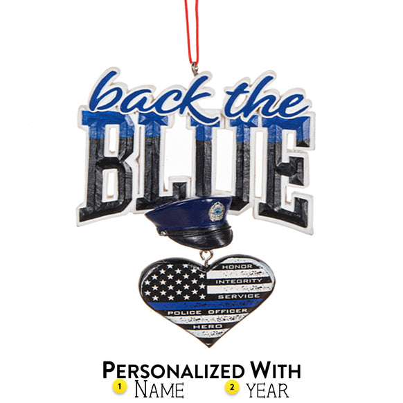 Personalized Police Back The Blue Ornament