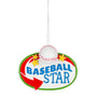 Baseball Star Sign ornament with a white baseball accent, gold stars, and a colorful oval sign with blue lettering.