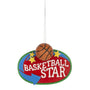 Basketball Star Sign ornament with an orange basketball accent, gold stars, and a colorful oval sign with white lettering.