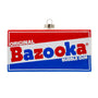 Glass Bazooka Bubble Gum box ornament featuring classic red, white, and blue packaging with the Bazooka logo on the front.