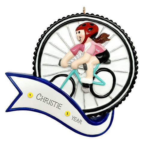 Personalized Girl Riding a Bike Ornament