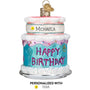Happy Birthday Cake Glass Ornament Multi Color