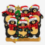 Personalized Black Bear Family of 6 with Lights Ornament