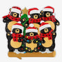 Personalized Black Bear Family of 6 with Lights Ornament