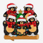 Personalized Black Bear Family of 5 with Lights Ornament