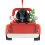 Personalized Poodle Dog in Back of Truck Ornament - Black Personalized for you.