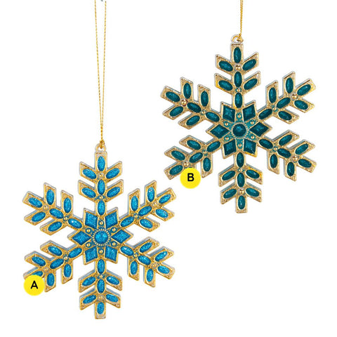 Blue Green Snowflake Ornaments