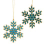 Blue Green Snowflake Ornaments