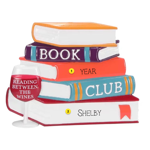 Personalized Book Club with Wine Ornament OR2821