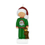 Boy in Christmas Pajamas with Santa Claus on shirt ornament 