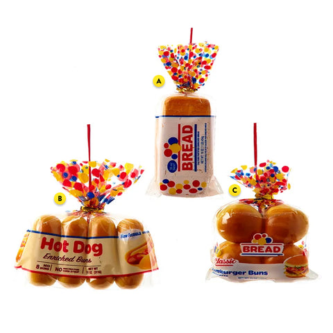 Bread In Bag Ornament J8852A Bread Loaf J8852B Hot Dog Buns J8852C Hamburger Buns