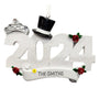 Wedding Couple Personalized Ornament Dated for 2024 with Bride Tiara and Groom Tophat