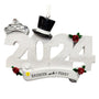 Dated for 2024 Personalized Wedding Ornament with bride tiara and groom top hat