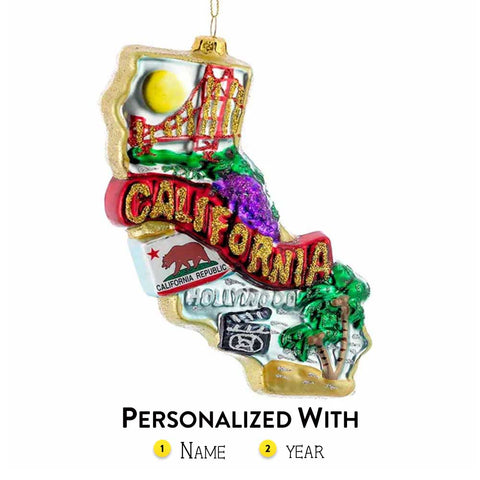 Personalized California Ornament Glass