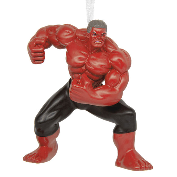 Red Hulk superhero figure with black pants on a white background