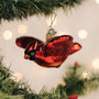 Beautiful Red Cardinal In Flight Glass Ornament