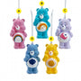 Five Care Bears blow mold Christmas ornaments featuring Cheer Bear, Wish Bear, Sweet Dreams Bear, Grumpy Bear and Sunshine Bear.