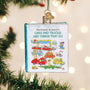 Decorative ornament of 'Richard Scarry's Cars and Trucks and Things That Go' book on a Christmas tree.