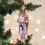 Cat Lady Ornament In her bathrobe holding all her cats