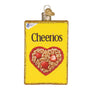Cheerios cereal box ornament with heart-shaped design on a white background