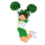 Personalized Cheerleader with Green Uniform Ornament - Female, Brown Hair