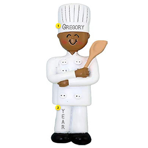 African American Male Chef Christmas Tree Ornament