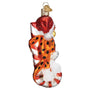 Old World Christmas Chester Cheetah on a Candy Cane Christmas Ornament