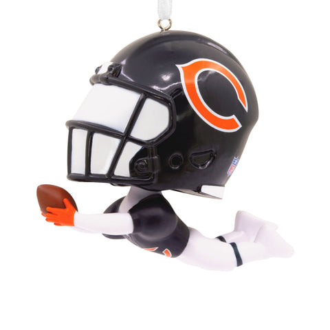 Chicago Bears Bobble Head Ornament on White Back round