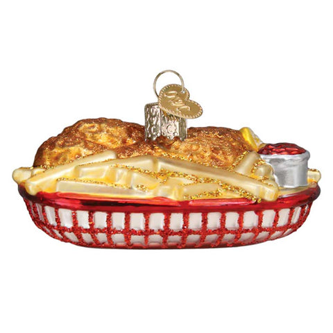 Chicken and fries Basket Ornament Old World Christmas
