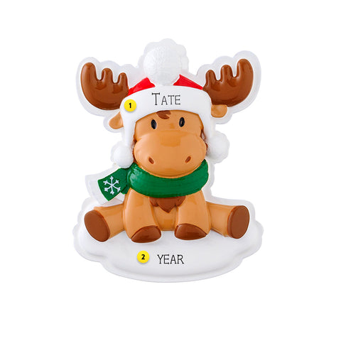 Personalized Christmas Moose Ornament