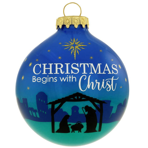 Christmas Begins with Christ Glass Bulb Ornament