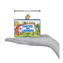 Chutes and Ladders game box ornament on a hand with measurement label